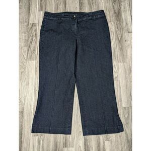 Focus 2000 Womens Navy Blue Dark Wash‎ Stretch Denim Cropped Jeans Size 14